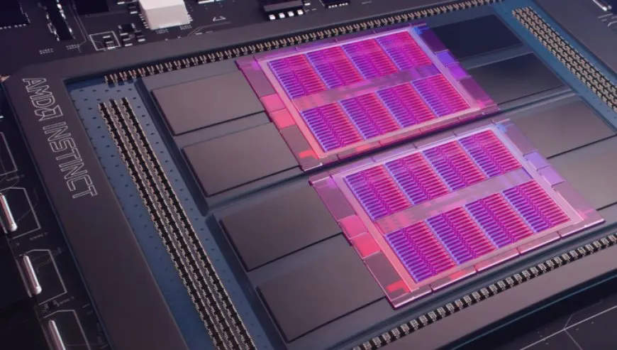 Microsoft Azure data center racks house AMD Instinct MI200 GPU clusters for large-scale AI training workloads.