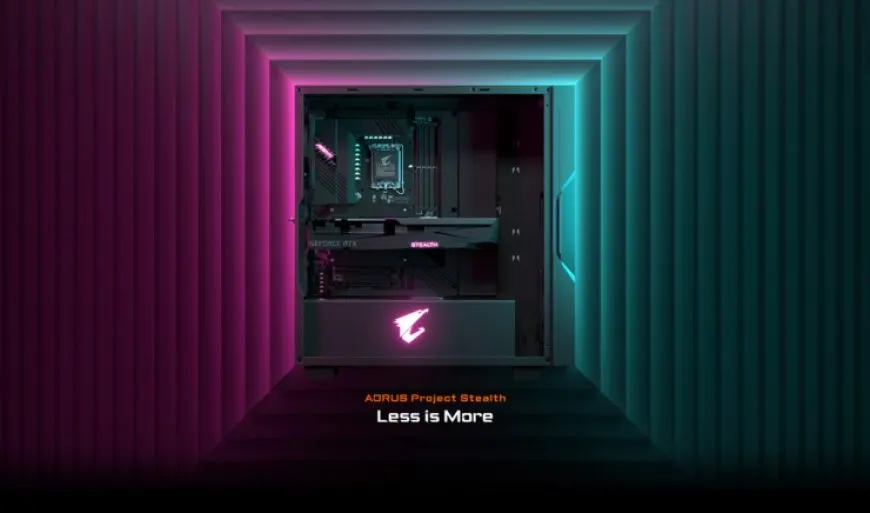 Gigabyte Project Stealth Kit featuring a Z690 motherboard, RTX 3070 graphics card, and AORUS C300G case components.