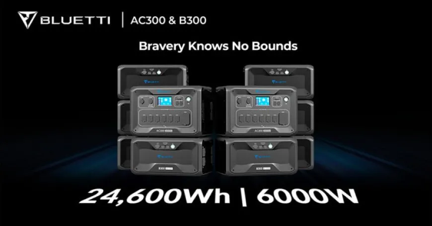 A collection of Bluetti solar generators and batteries is displayed for a Mother's Day sale.