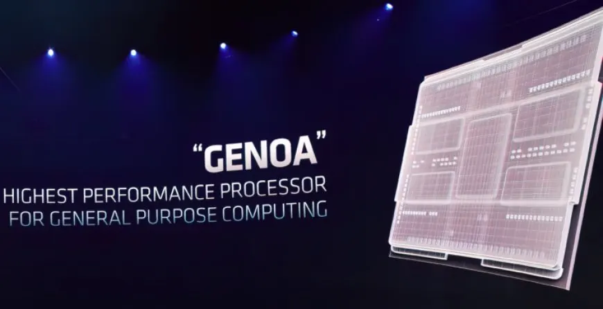 AMD EPYC 7004 Genoa engineering sample with 32 Zen 4 cores, 128 MB L3 cache, and up to 4.6 GHz clocks.