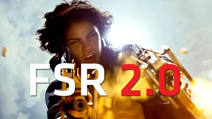 AMD FSR 2.0 technology graphic featuring supported game titles like Deathloop and Microsoft Flight Simulator