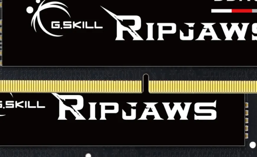 G.Skill Ripjaws DDR5 SO-DIMM memory modules feature speeds up to 5200 MHz and 16 GB capacity per module.