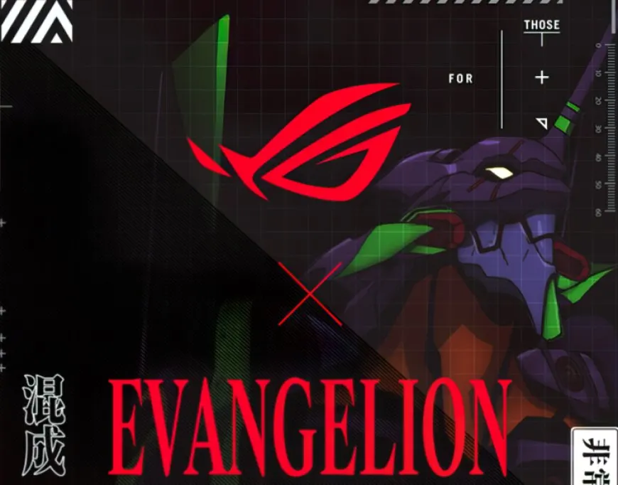 ASUS graphics cards and motherboards featuring Neon Genesis Evangelion anime artwork