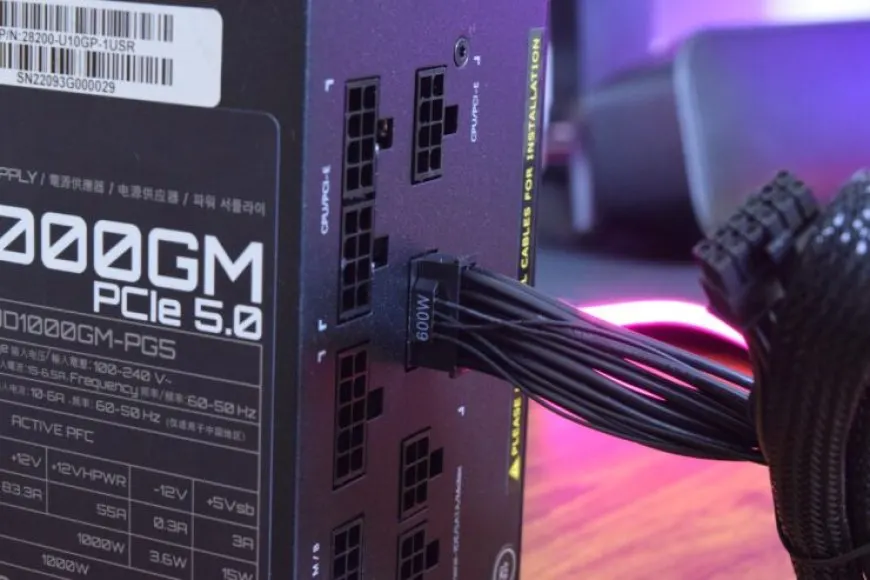 PCIe Gen 5.0 graphics card power connector and ATX 3.0 power supply cable.