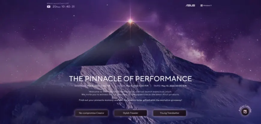 ASUS announces the May ninth performance event featuring Intel Alder Lake HX laptop technology.