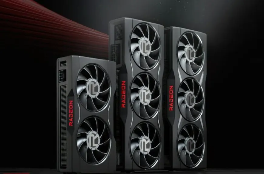 AMD Radeon RX 6950 XT, RX 6750 XT, and RX 6650 XT graphics cards are displayed side by side.