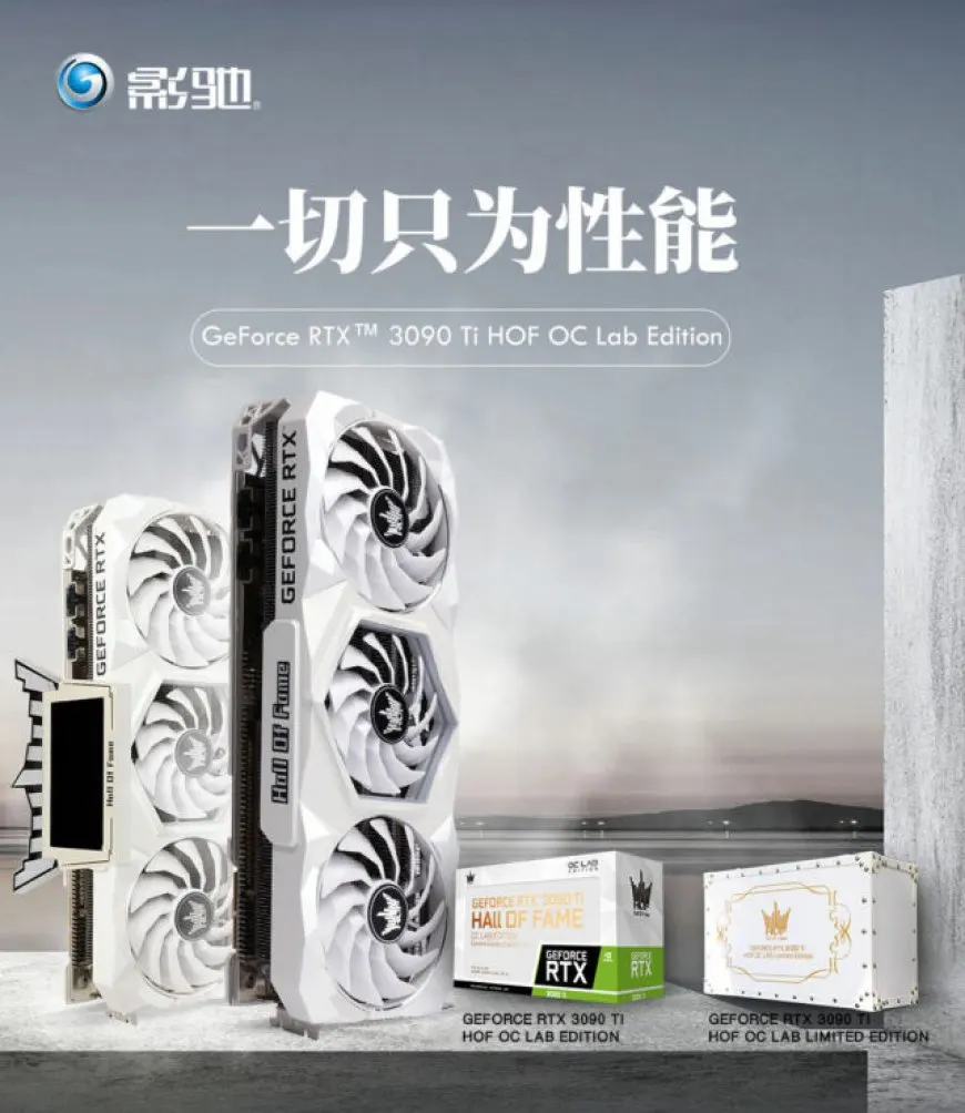 GALAX GeForce RTX 3090 Ti HOF OC LAB graphics card with dual 16-pin power connectors and 28 power phases.