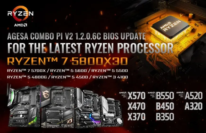 MSI BIOS update supporting AMD Ryzen 7 5800X3D, Ryzen 5000, and Ryzen 4000 CPUs on 500, 400, and 300 series motherboards.