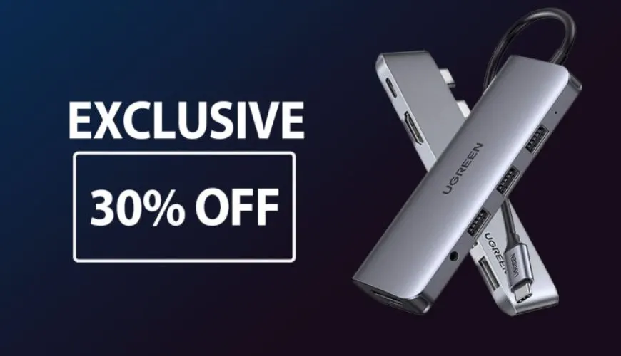 This image shows a coupon offering a 30% discount on UGREEN USB-C and charging hubs.