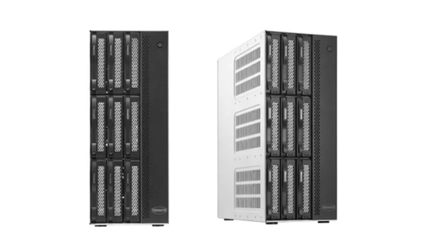 The TerraMaster T9-423 nine-bay network attached storage device is shown from the front.