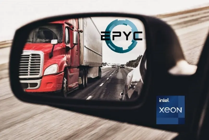 This graphic depicts the competitive rivalry between Intel Xeon and AMD EPYC server processors.