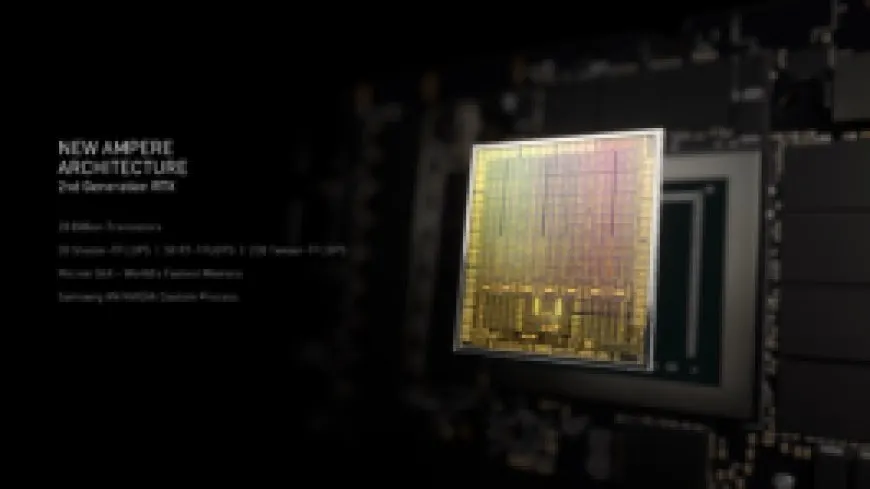 The NVIDIA GeForce RTX 3090 Ti graphics card is displayed to showcase its cooling fans and rear connectors.