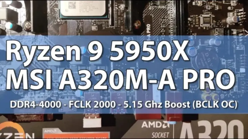 MSI A320 motherboard running an AMD Ryzen 9 5950X processor without a VRM heatsink