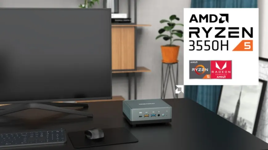 MINISFORUM UM350 mini desktop computer with an AMD Ryzen 5 3550H APU and a $269 starting price.