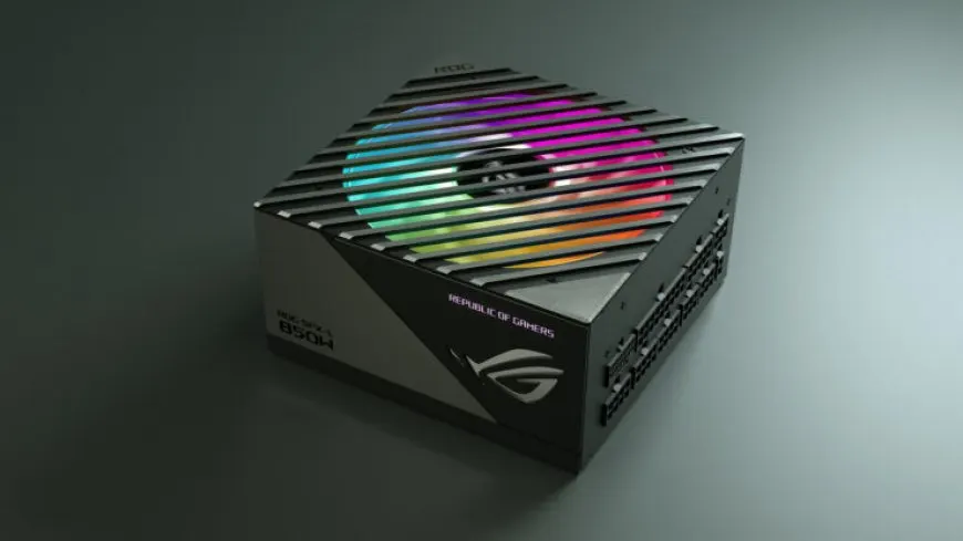 ASUS ROG Loki SFX-L power supply with a 16-pin PCIe Gen 5 connector for up to 600W output.