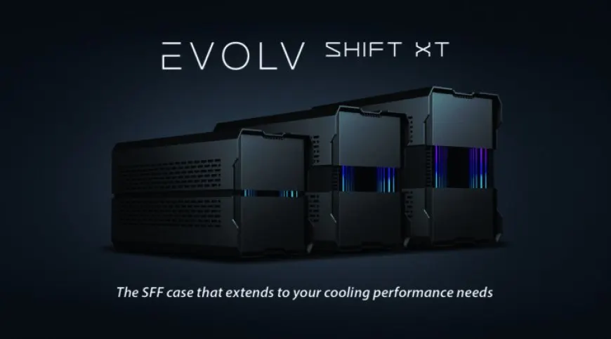 Phanteks Evolv Shift XT, Evolv X, and Eclipse P600S computer cases are displayed together.