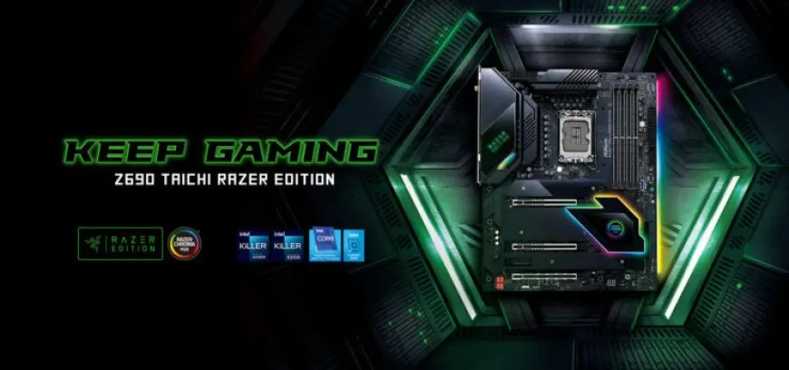 The ASRock Z690 Taichi Razer Edition motherboard features Razer Chroma RGB lighting and Intel Z690 chipset support.