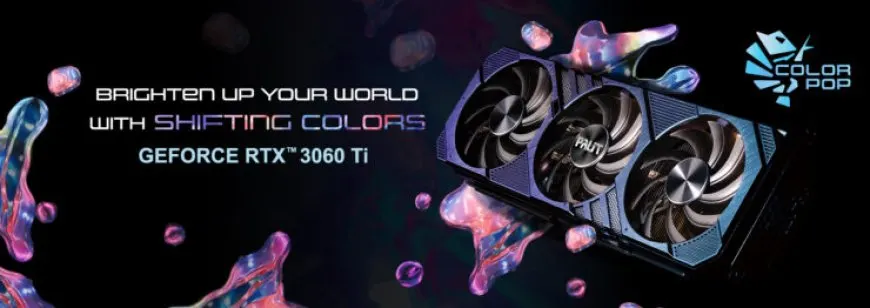 PALIT GeForce RTX 3060 Ti ColorPOP graphics card with shifting colors on the backplate and shroud
