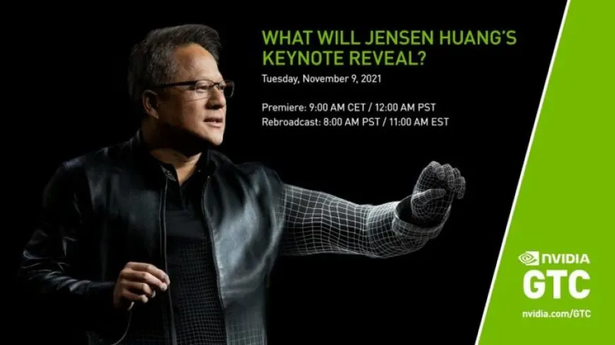 This promotional banner displays the title for the NVIDIA GTC keynote livestream featuring CEO Jensen Huang.