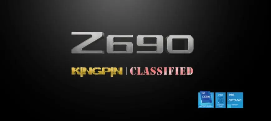 EVGA Z690 DARK Kingpin and Z690 CLASSIFIED motherboards are displayed.