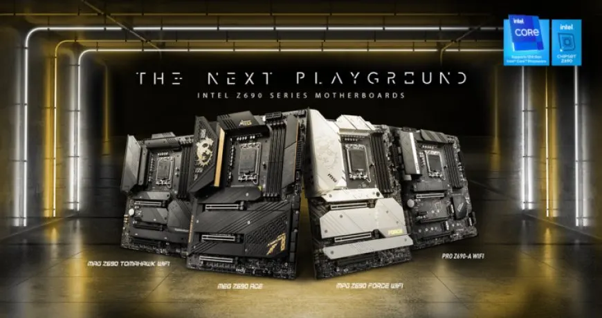 MSI Z690 motherboards from the MEG, MPG, and Pro series are displayed.