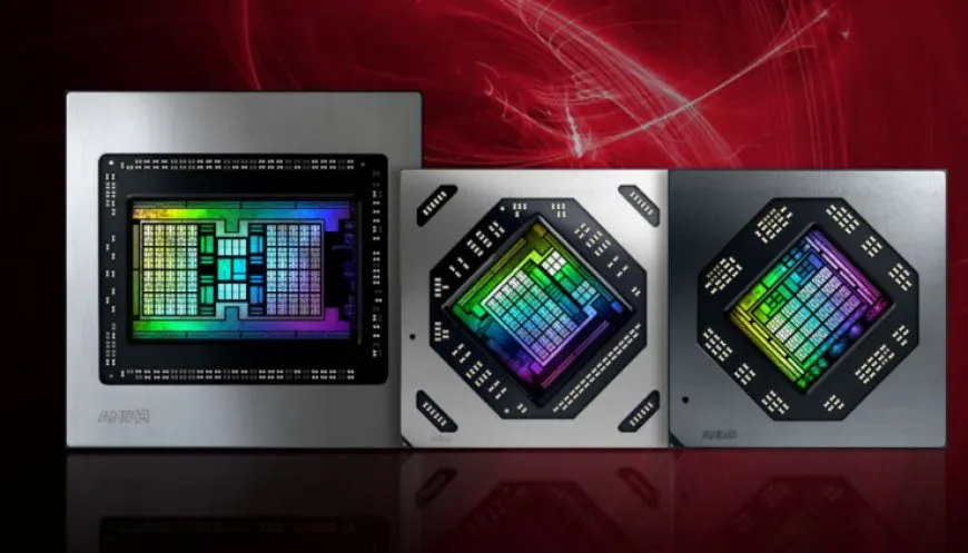 Conceptual rendering of the AMD Navi 24 RDNA 2 graphics processor with a 120W power design.