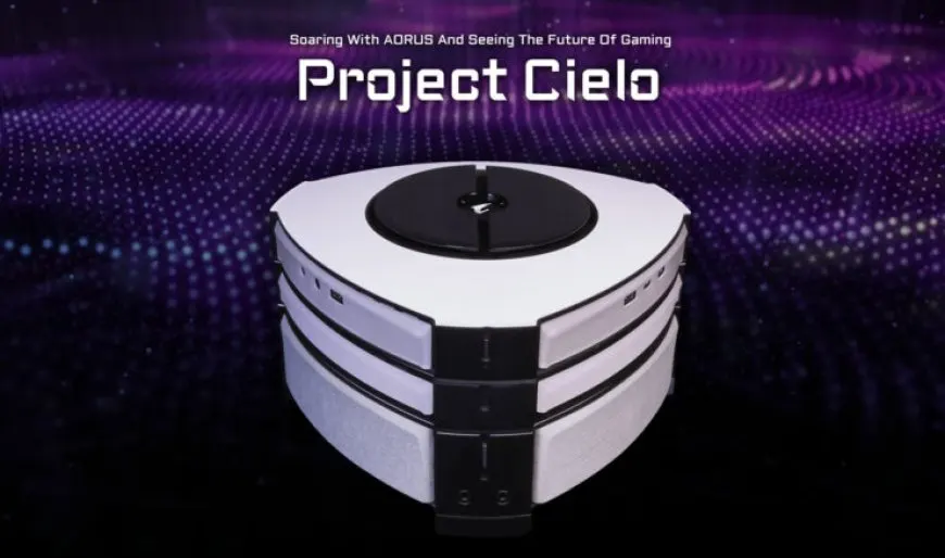 The AORUS Project Cielo modular desktop computer features integrated 5G connectivity and a unique component layout.