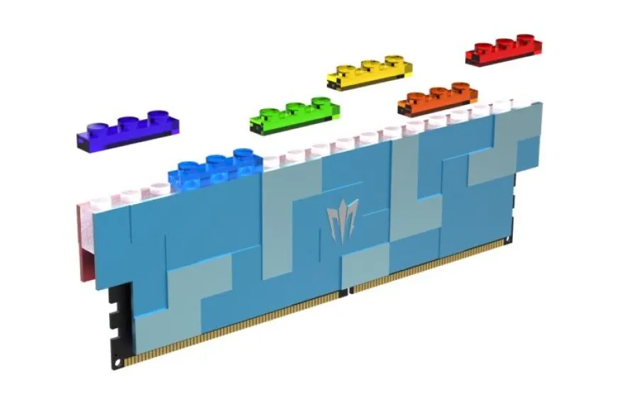 The GALAX GAMER RGB DDR5 memory modules feature modular tops designed for attaching LEGO bricks.