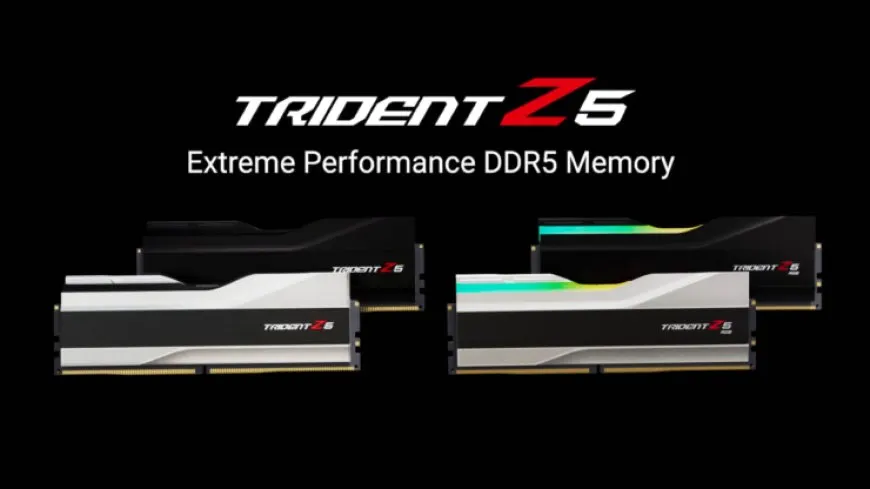 G.Skill Trident Z5 RGB DDR5 memory modules feature a dual-texture heatspreader and Samsung DRAM chips.