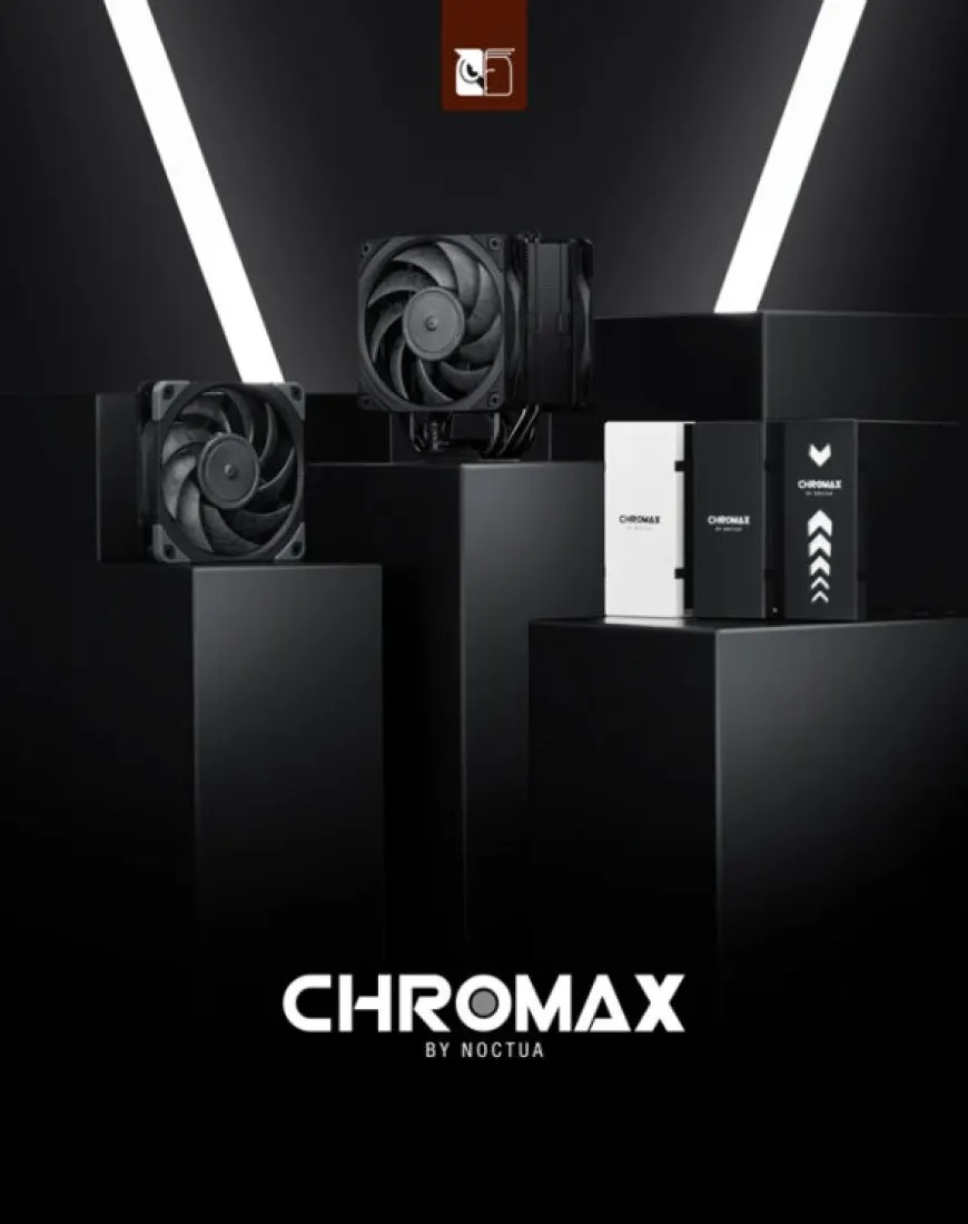 Noctua Chromax NH-U12A CPU cooler with black NF-A12x25 fans and new heatsink covers