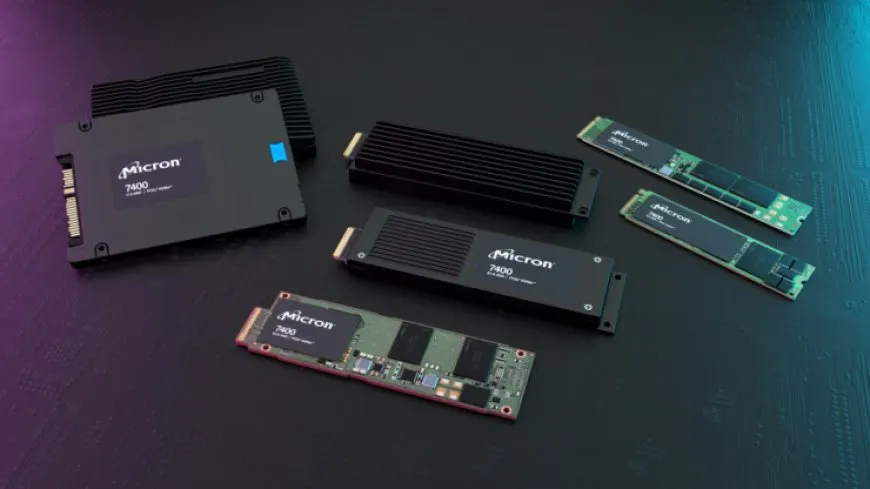 A Micron 7400 NVMe solid state drive module is pictured.