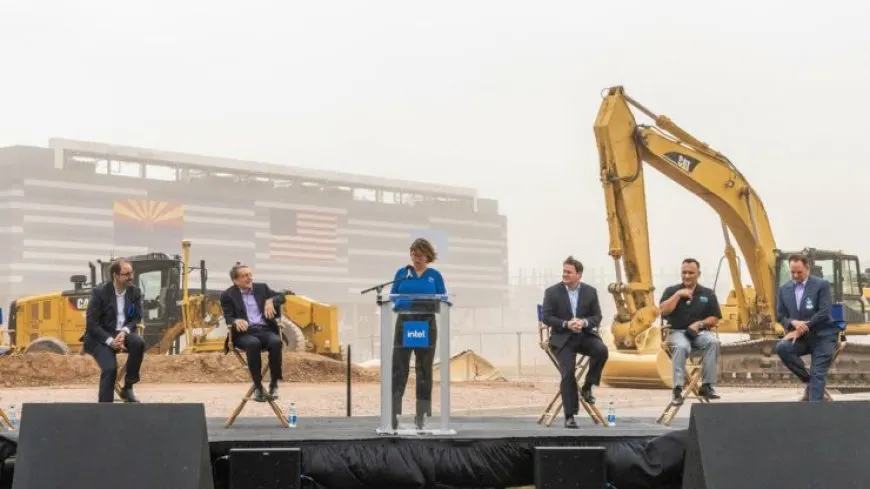 Construction site for Intel Fab 52 and Fab 62 semiconductor foundries in Arizona