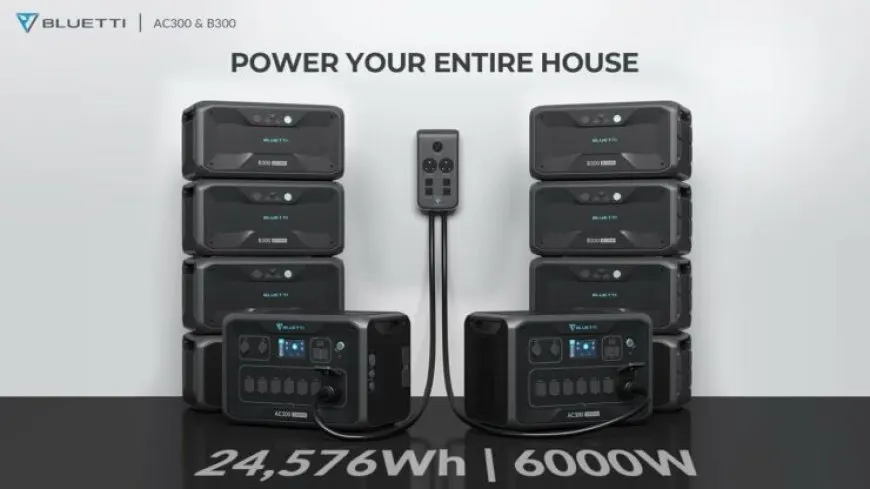 BLUETTI AC300 solar power station featuring 6kW output and 24.6kWh capacity