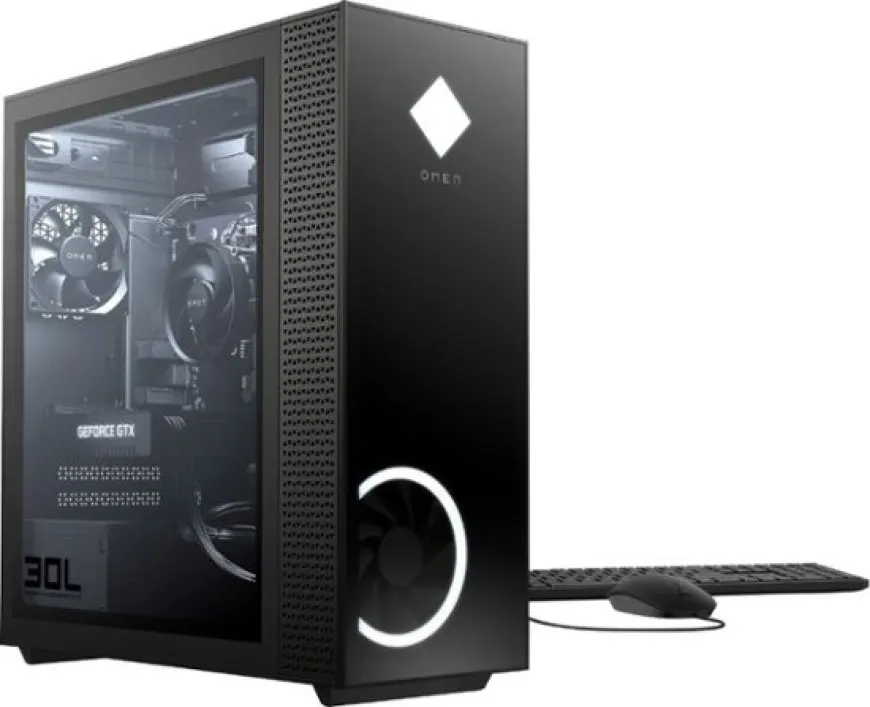 HP desktop computers are featured on a promotional banner for a Labor Day event.