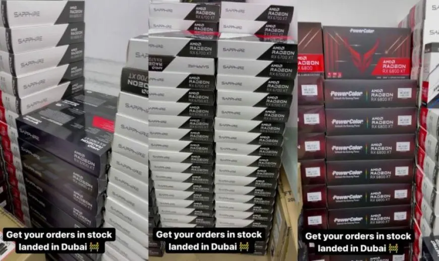 PowerColor, Sapphire, and XFX AMD Radeon graphics cards arrive at a cryptocurrency mining hardware retailer.