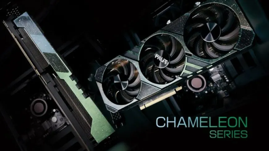 The Palit GeForce RTX 30 Chameleon graphics card features a color-shifting design.