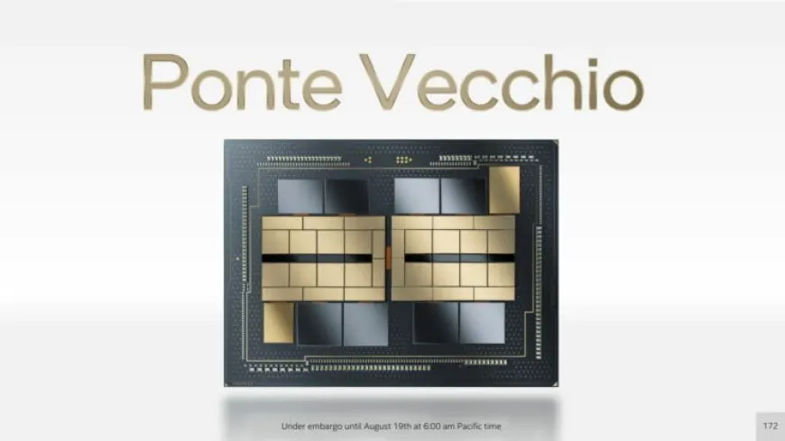 Intel Ponte Vecchio Xe HPC GPU A0 silicon die is shown.