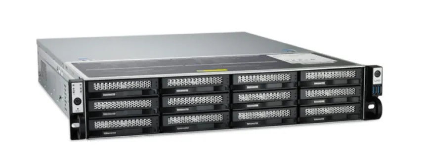 The TerraMaster 12-bay networked storage server is shown from the front.