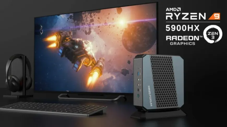 The MINISFORUM EliteMini HX90 mini PC features an AMD Ryzen 9 5900HX processor.