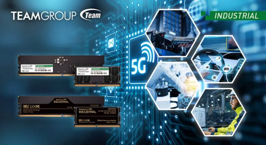 TEAMGROUP DDR5 memory module featuring a 32GB capacity and custom in-house heatsink.
