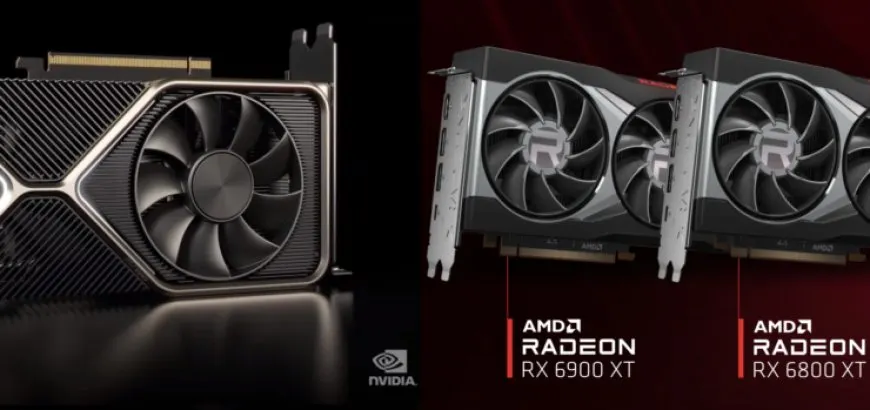 Graph showing NVIDIA GeForce RTX 3090 market share surpassing AMD Radeon RX 6000 series totals.