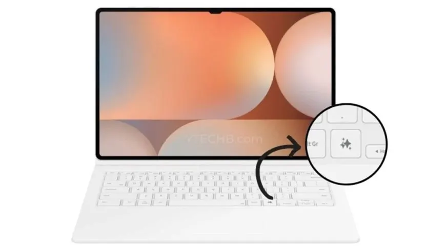 Samsung Galaxy Tab S10 keyboard covers with a dedicated Galaxy AI hardware button on the bottom right corner.