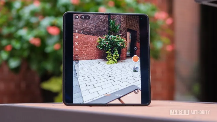 OnePlus Open foldable smartphone shown with its screen and hinge visible