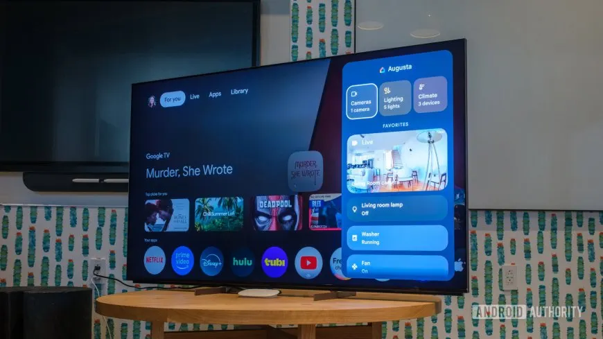 The redesigned Google TV FreePlay interface shows genre categories, favorites, trending content, and an expanded catalog.