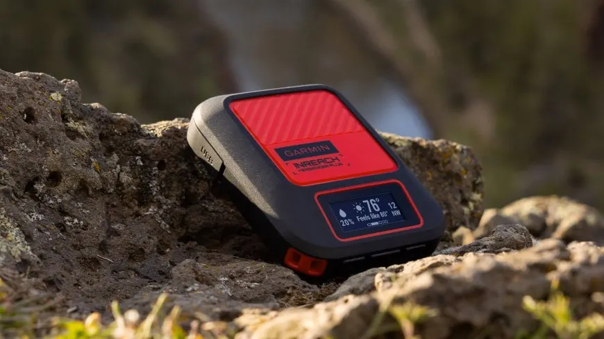 Garmin inReach Messenger Plus satellite device for texting, photos, and audio messaging.