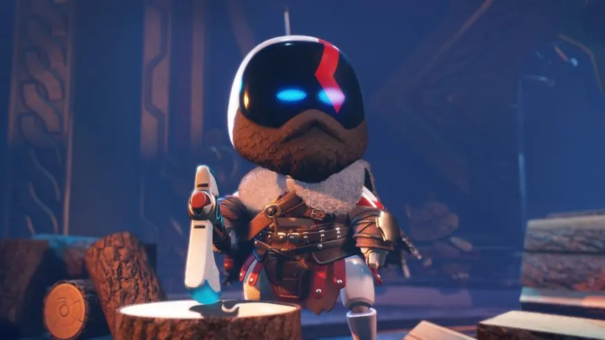 Astro Bot character navigating a colorful platforming level, highlighting the game's visual style and mechanics.