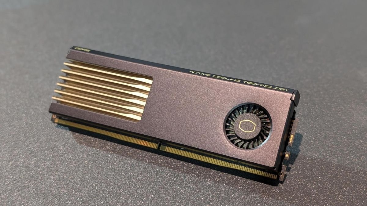 The Cooler Master and G.SKILL MasterDIMM DDR5 memory module features integrated active cooling for desktop systems.