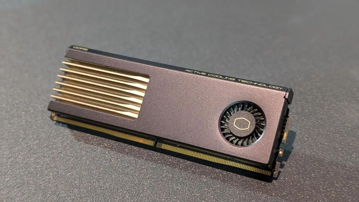 The Cooler Master and G.SKILL MasterDIMM DDR5 memory module features integrated active cooling for desktop systems.