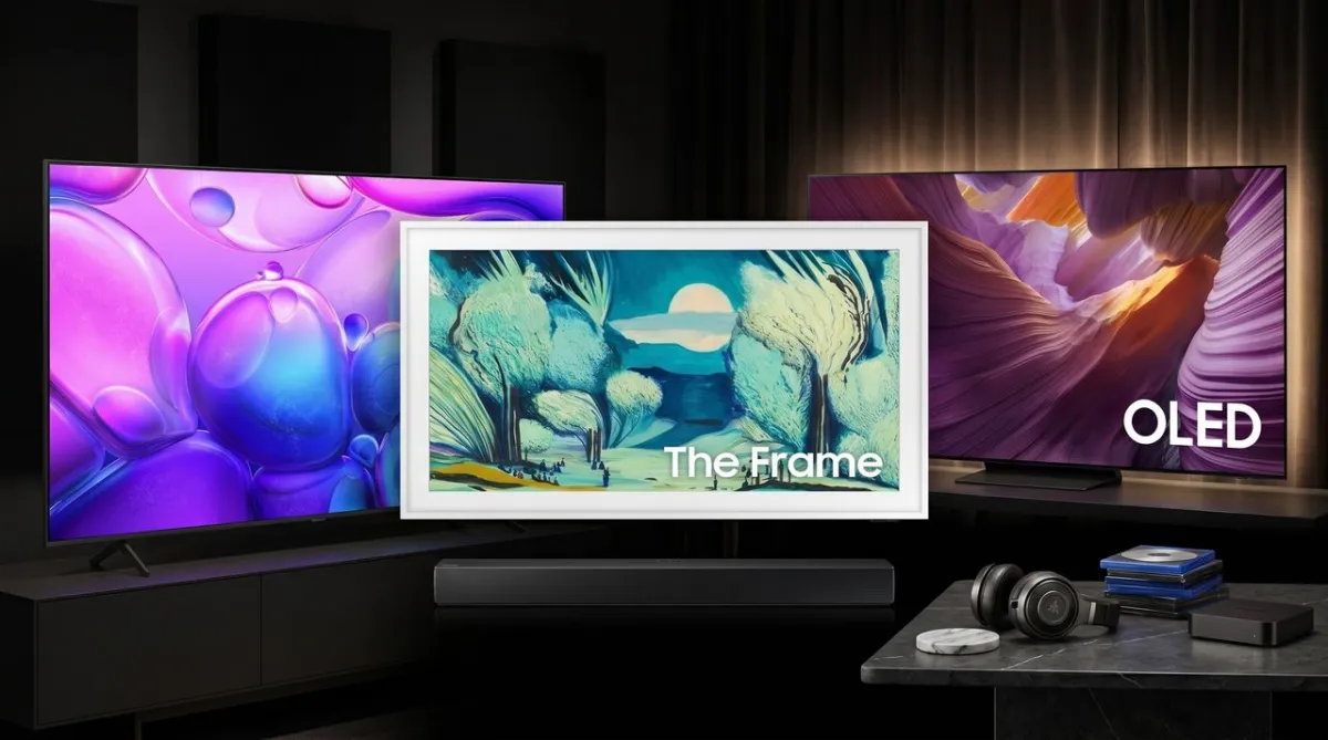 A retail display of televisions features Memorial Day promotional price tags.