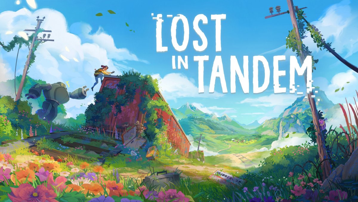 Hand-drawn promotional art for the cooperative puzzle adventure Lost in Tandem, highlighting its July release.